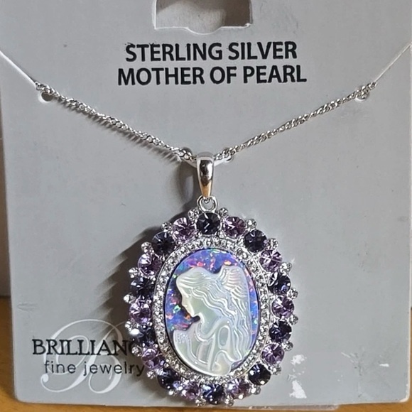 Brilliance Fine Jewelry Jewelry - Sterling Silver Amethyst Opal Mother Of Preal Angel Pendant Necklace 18in Long